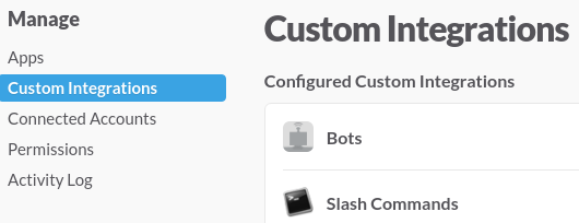 Slack custom integrations